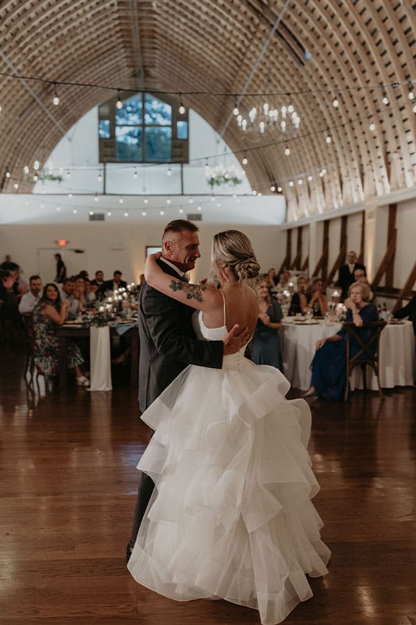 The bride dancing with her dad.