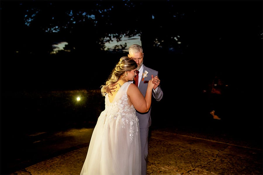 The bride dancing with her father. 