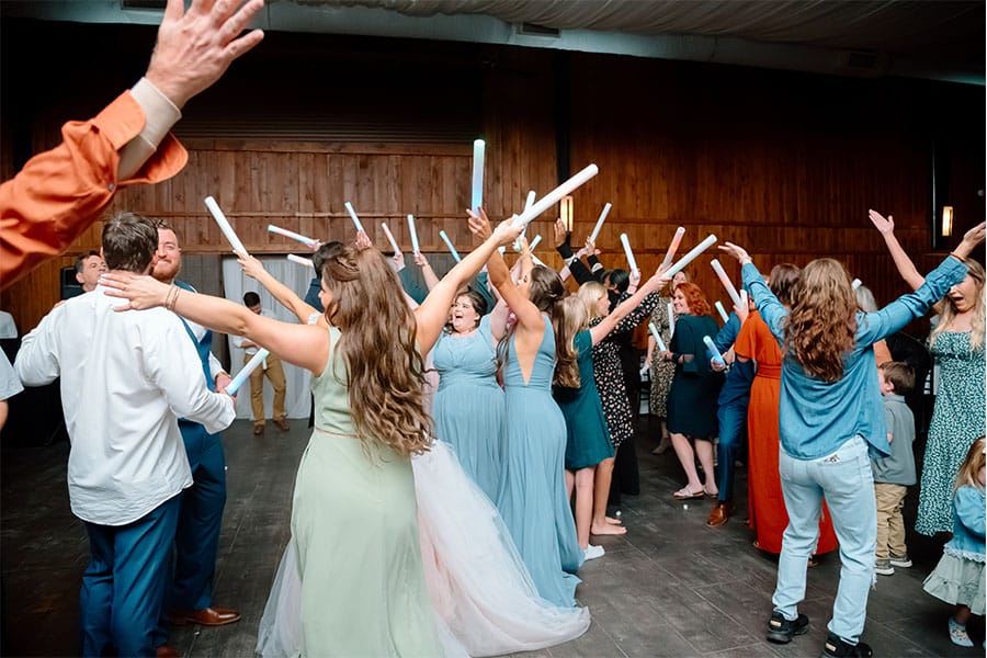 The bride and grooms loved ones celebrating the wedding. 