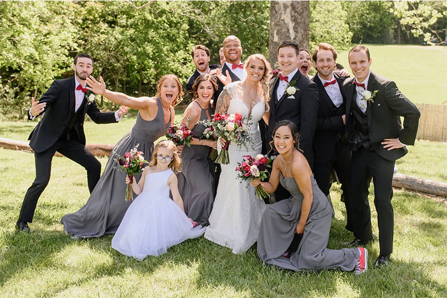 The bride and groom and their friends and family. 