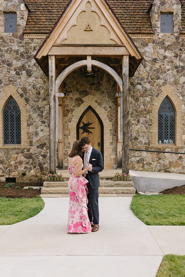 The groom dancing with his mother. 