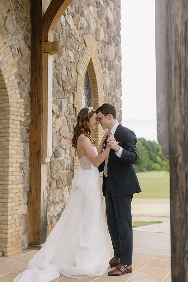 The bride and groom sharing their first dance. 
