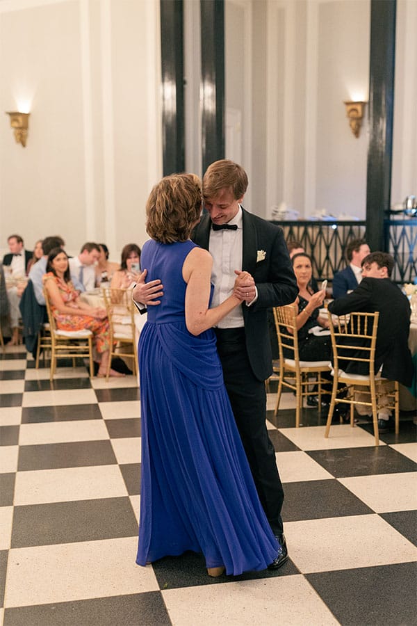 The groom sharing a dance with his mother.