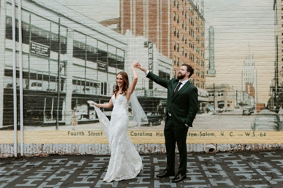 The groom spinning the bride. 