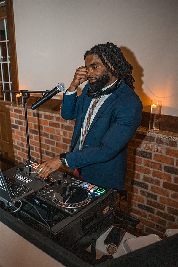 DJ Stephen playing music for the wedding.