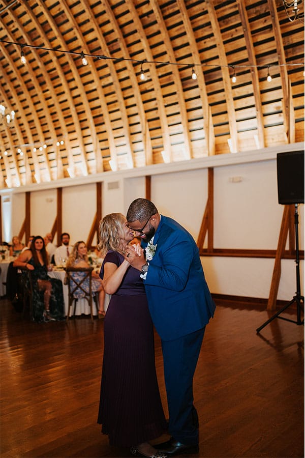 The groom dancing with his mother.